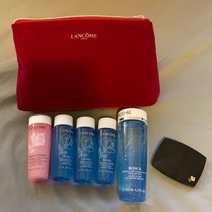 Lancome toner, eye makeup remover, blush